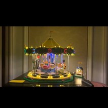 모터 또는 LED 조명이 10257 회전 목마 놀이 공원 시설 빌딩 블록, 03 with light and motor
