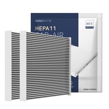 [1+1] H11 하나 차량용 에어컨 필터 PM1.0 초미세먼지 유해물질 헤파, 2+2개, HF-14