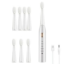 강력한 울트라 소닉 전동 칫솔 USB 충전 충전식 치아 브러쉬 빨 전자 화이트닝, [05] Set C 8 head