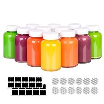 HINGWAH 30팩 118.3ml(4온스) 유리 샷 병 뚜껑 포함 120ML 빈 웰니스 주스 주스 및 홈메이드 음료용 재사용 가능한 투명 유리병, 12