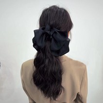여자 부분가발 포니테일 긴머리 빅리본 헤어피스 웨이브 a3, A. 블랙x브라운블랙