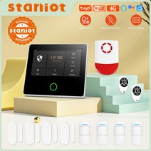 도난경보기 안전 연기 감지기 시그널램프 Ostaniot홈 보안 경보 시스템 4G 와이파이 무선 투야 스마트 도난 키트 내장 사이렌 알렉사 앱 원격 제어OTA 온라인 업그레이드 및