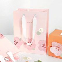 [핸즈픽메이드] 벚꽃 미니 쇼핑백 2매 선물 답례품 포장 플라워 디자인 종이가방 종이백, 180x90x230mm / 2매