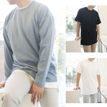 기본반팔 무지라운드 흰색검정 레이어드티셔츠_MOD068