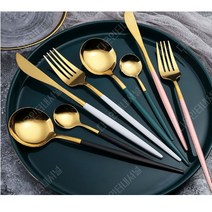 명품 커트러리 레스토랑 양식기 4p세트, 화이트골드