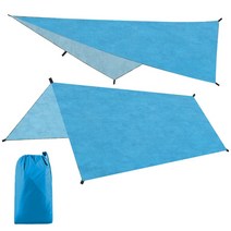 휴대용 초경량 방수포 야외 캠핑 생존 다기능 방수 해변 천막 비치 텐트 매트 비 쉼터, Blue