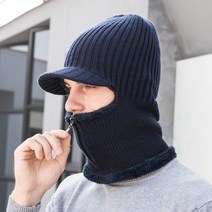 자전거방한마스크 오토바이바라클라바 스노우보드 남성용 겨울 니트 모자 따뜻하고 두꺼운 모피 안감 비니, 01 cap Navy
