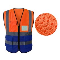Viz 조끼 가시성 반사 안전 12 색 밝은 색상 교통 건설 작업 ANSI 클래스 2 표준, 11 Orange blue_05 4XL