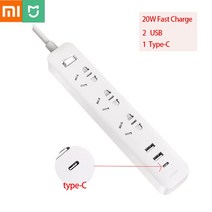 원래 샤오미 전원 스트립 21A 빠른 충전 3USB 확장 소켓 6 콘센트 어댑터 미국 EU AU, 03 UK, 08 20W no Smart