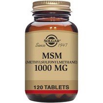 MSM 관절 무릎 영양제 Solgar 1000 mg 120팩 와 자연적으로 발생하는 유기 황 화합물 비건 글루텐 프리 금 1g1팩, 단일수량, 단일개당 용량/중량/정