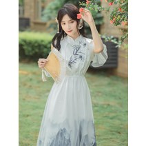 경성 의복 개화기 의상 레트로 빈티지 복고풍 프린팅 드레스