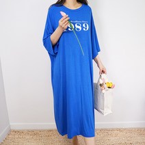 빅걸스토리 레이온스판 1989 나염프린팅 5부소매 롱원피스