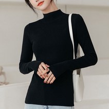 보조개 여성 베이직 목폴라티 반목 니트