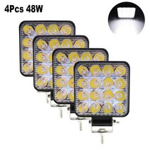 중장비 안전등 경고등 사고방지 미니 16LED 27W 48W 작업 조명 바 사각 스포트라이트 12V 트럭과 오프로, 4Pcs mini 48W spot_6