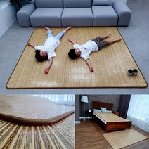 러그몬스터 최상급 한일 국산 오너대자리 침대 거실 특대형 가시없는 담양 대나무 돗자리, 100x200_국산 프리미엄 쿠션 오너대자리