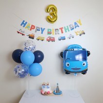 타요풍선 생일파티세트 두돌생일상 캐릭터 자동차풍선 두돌상 1000일, 타요세트 B, 9