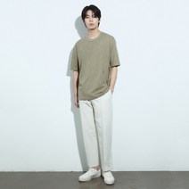[티아이포맨] 온라인] 니트 립 배색 반팔 티셔츠[뉴스탠다드]_M224MTS917M