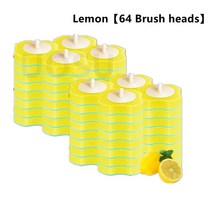 비데 청소 솔 UOSU일회용 화장실 브러시 액체 벽걸이 도구 욕실 교체 헤드 액세서리, 14 Lemon 64pcs