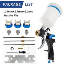 RP HVLP 중력식 스프레이건 전문 자동차 페인트 후끼 hvlp set 1.4mm 1.7mm 2.0mm 노즐, 1.4 1.7 2.0mm