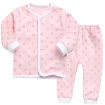 BAEBAE 색지곰양면내의 핑크 유아 아기 실내복 내의 내복 옷 신생아 여아 남아 봄 가을 베베 양면 상하내의 아동용