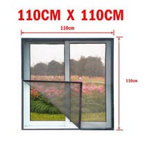 주름방충망 방충망틀 스텐 방범 붙이는 방충망 여름 안티 모기장 창 화면 메쉬 공기 얇은 명주 그물 방진 애완 동물 고양이 세느 이동식 빨 수있는 지원 사용자 정의 크기 서비스, W 110cm x H 110cm+Grey mesh br