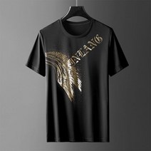 남성 반팔 티셔츠 여름 4XL 심플한 데일리 금빛날개 썸머라운드 쿨링소재 구김없는 댄디한 슬림핏