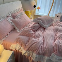 여름 차렵이불 베개 세트 핑크 공주 스타일