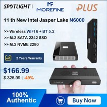 미니피씨 미니컴퓨터 미니PC MOREFINE-M6 미니 PC 11 세대 인텔 N10 2.9GHz 윈도우 DDR 4 2933MHz NVMe SSD 포켓 컴퓨터 HDMI 2.0 4K, CHINA, N5105 + AU, 16GB DDR4 1TB NVMe