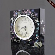 장태복 작품 H.jin 나전칠기 자개 탁상시계 (흑) 인사동 해외 손님 외국인 바이어 홈스테이 친구 집들이 전통 선물 기념품 답례품, 흑