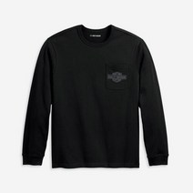 [할리데이비슨] 남성 바앤실드 포켓 긴팔티셔츠 BLACK
