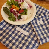 아일 밀키체크 휴대용 앞치마 미니파우치 & 손수건 겸 무릎덮개 칼라추가, 네이비