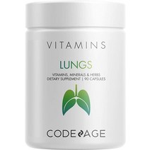 Codeage 폐 비타민 A C D E B6 밀크 씨슬 폐 보충제 아연 및 마그네슘 동충하초 영지 생강 페퍼민트 잎 유기농 허브 클렌징 호흡 호흡기 - GM