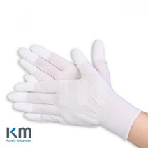 골든트리 KM 크린룸 PU TOP 손끝 코팅 장갑 10켤레입 손가락장갑 실험실 연구실, L 10켤레