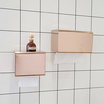 스텐 사각 화장지 휴지 케이스 벽부착 핸드 페이퍼 타올 디스펜서 무타공 유광 로즈골드, 1) 화장지 케이스 - 16x13(cm)