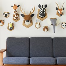일본 정식수입 KAKUKAKU WALL 동물 26종 모음 DIY 페이퍼크래프트 종이모형 종이퍼즐 3D모형 3D 종이 입체퍼즐 장식품 집꾸미기 동물모형 벽장식 벽걸이, 사슴 2L