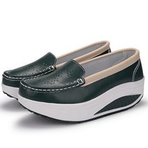 임산부 로퍼 편한 여성 가죽 플랫폼 웨지 화이트 레이디 캐주얼 스윙 어머니 크기