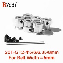 댐퍼풀리 3D 프린터 부품 액세서리 GT2 20 치아 보어 4/5/6/6.35/8mm 타이밍 알루미늄 풀리 GT2-6/10mm 오, 05 8mm_02 10mm_05 5pcs