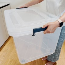 (1+1) 초대형 투명플라스틱박스 바퀴달린 컨테이너 수납 정리함 120리터, 샌드베이지 1+1