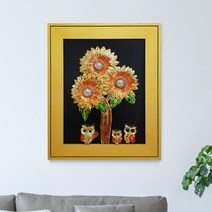 홈인데코 돈들어오는그림 해바라기 부엉이 풍수 인테리어액자 거실 현관액자