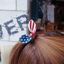 성조기 똥머리밴드 포니테일끈 리본 예쁜 고무줄끈 당고 머리끈 공단, 상품선택