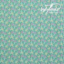 바이핸즈 면20수 피드색 꽃무늬 패브릭 퀼트 원단 - 1/2yd, 12.코스모스-민트