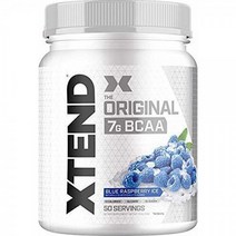 XTEND 오리지널 BCAA 파우더 블루 라즈베리 아이스 | 무설탕 운동 후 근육 회복 음료 아미노산 포함 남성 및 여성용 7g 50회 분량