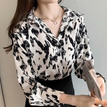 로로비 여성 호피 빅카라 블라우스 여자 LS0432 셔츠 가을 면접