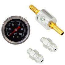 호환용 범용 1/8 NPT 연료 압력 게이지 액체 충전 연마 케이스 0-160 psi 및 분사 시스템 용 어댑터 키트, 03 whole set black