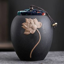 복고풍 차통 도자기차통 수납통 차보관용기, 블랙