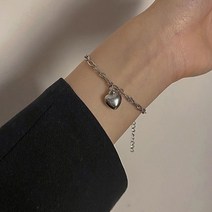 [당일출고]심플포인트 하트체인팔지 볼팔찌 실버팔찌 수입팔찌