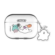 고스트 에어팟프로 클리어 케이스+키링 세트, 할로윈, AirPods Pro