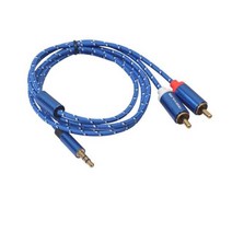 무산소동선 RCA 케이블 3.5mm 잭 남성 2 이어폰 Aux 오오 분배기 전화 Edifer 시어터 헤드폰, Blue_1.8m