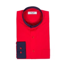 차이나넥 남자 셔츠 캐쥬얼 남방 남성 차이나 카라 투톤 빨간색 레드