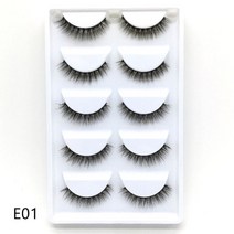 1 상자 속눈썹 밍크 거짓 속눈썹 5 쌍 속눈썹 밍크 속눈썹 내츄럴 메이크업 3d maquiagem, E01, CN